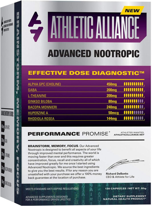 Athletic Alliance Advanced Nootropic Brainstorm Supplement - 120 Plant-Based Capsules