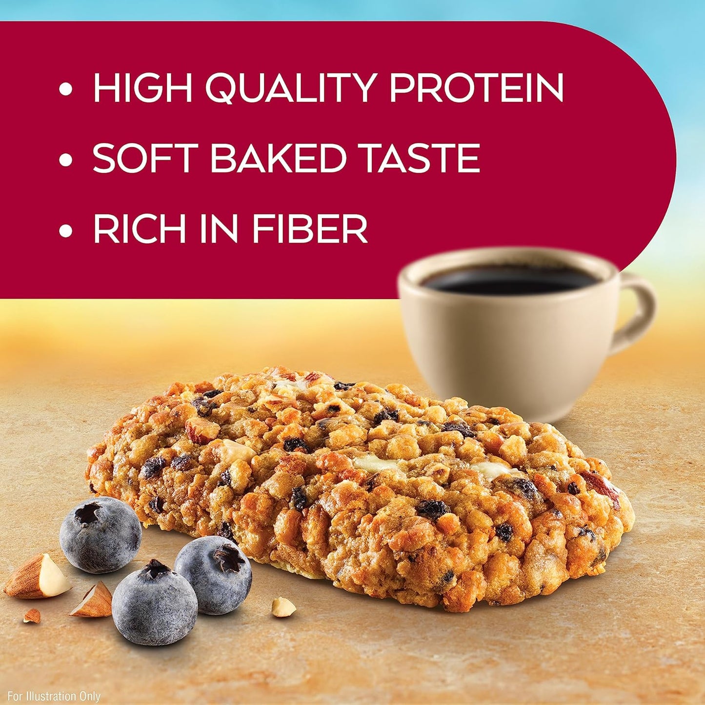 Atkins Blueberry Soft Baked Energy Bars - 15g Protein, 2g Sugar, High Fiber, Low Carb - 20 Bars