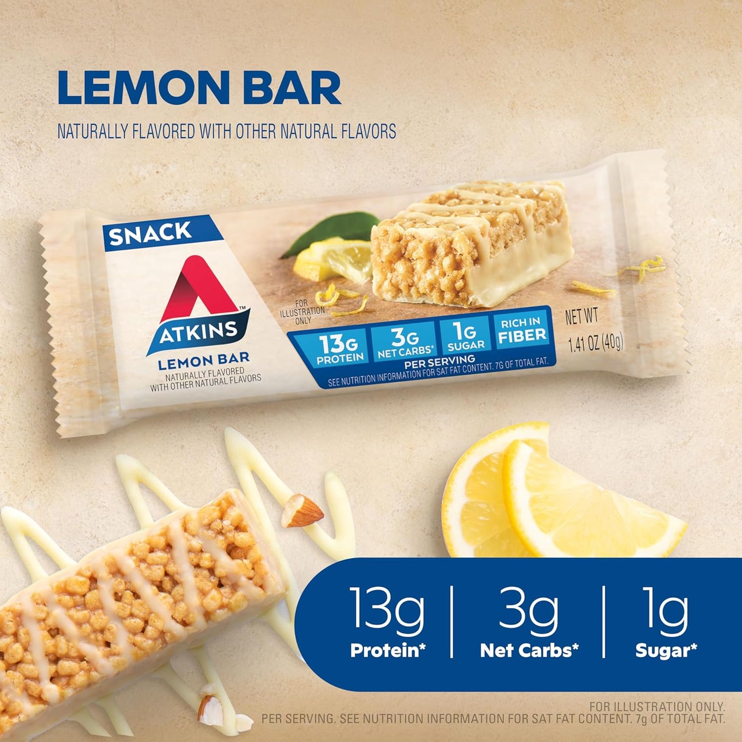 Atkins Caramel Almond Clusters Keto Snack Bars with Lemon, Gluten-Free - 16 Bars