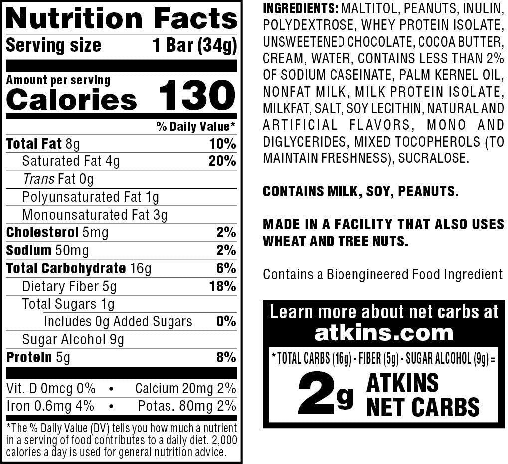 Atkins Endulge Caramel Nut Chew Bars - 1g Sugar, High Fiber, Low Sugar - 10 Pack