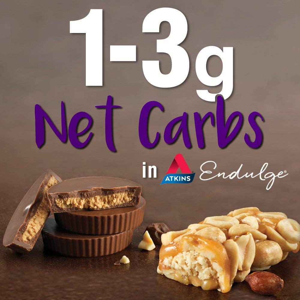 Atkins Endulge Caramel Nut Chew Bars - 1g Sugar, High Fiber, Low Sugar - 10 Pack