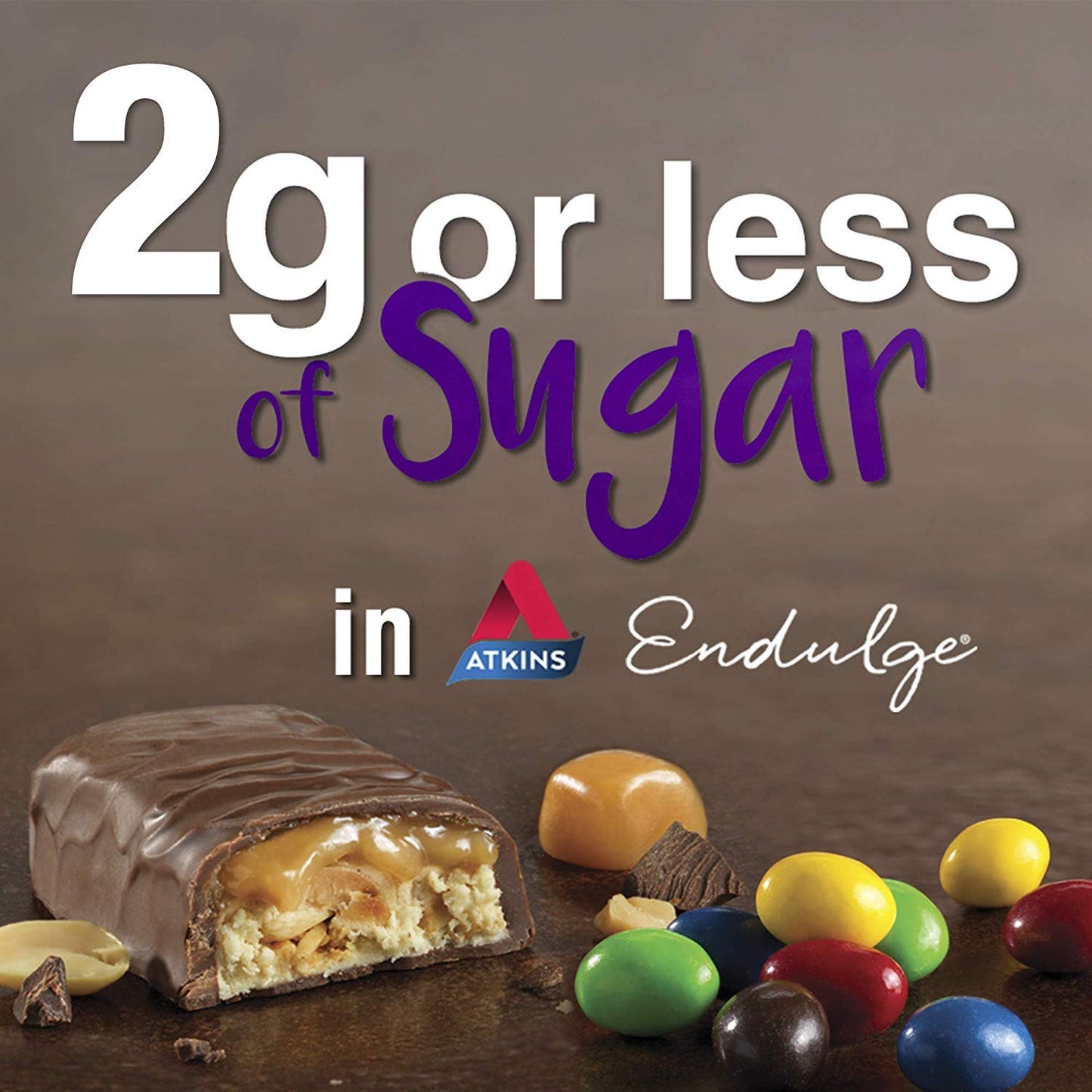 Atkins Endulge Caramel Nut Chew Bars - 1g Sugar, High Fiber, Low Sugar - 10 Pack