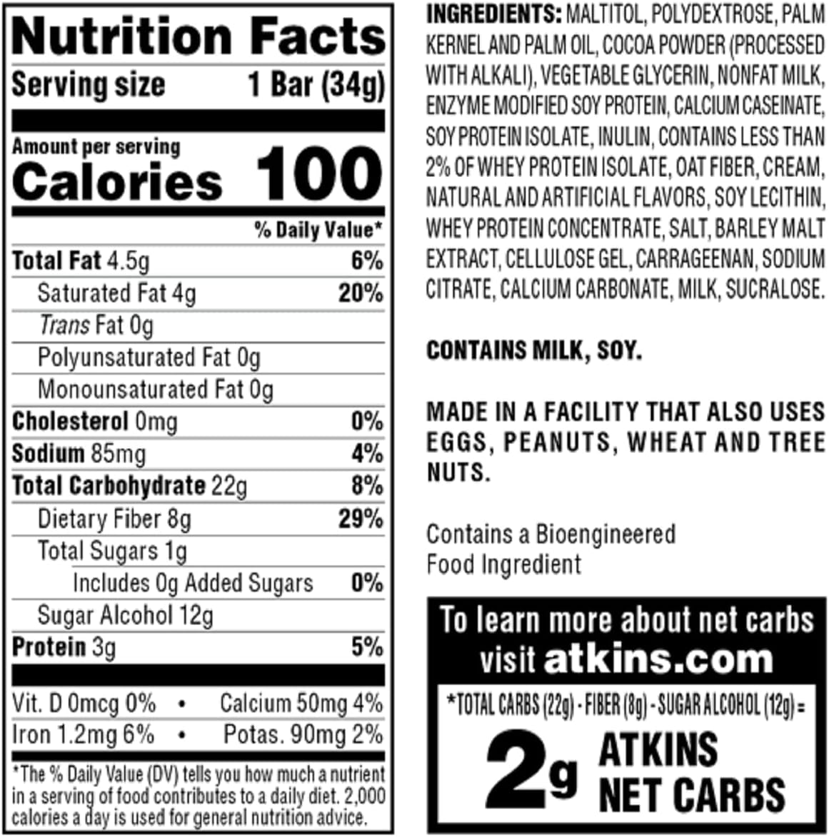 Atkins Endulge Chocolate Caramel Mousse Bar - 5 Count, Low Sugar Dessert Favorite, High Fiber - Pack of 4