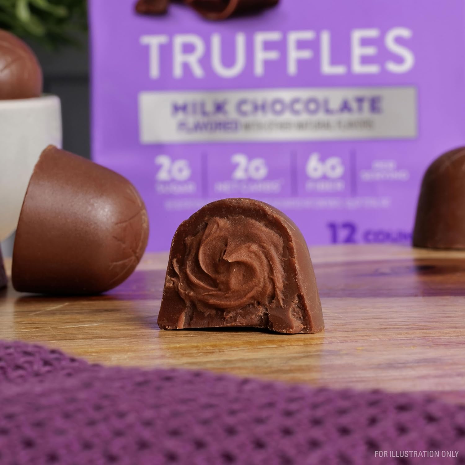 Atkins Endulge Milk Chocolate Truffles - Low Sugar, Low Carb, Keto Friendly - 6 Packs of 12 Truffles