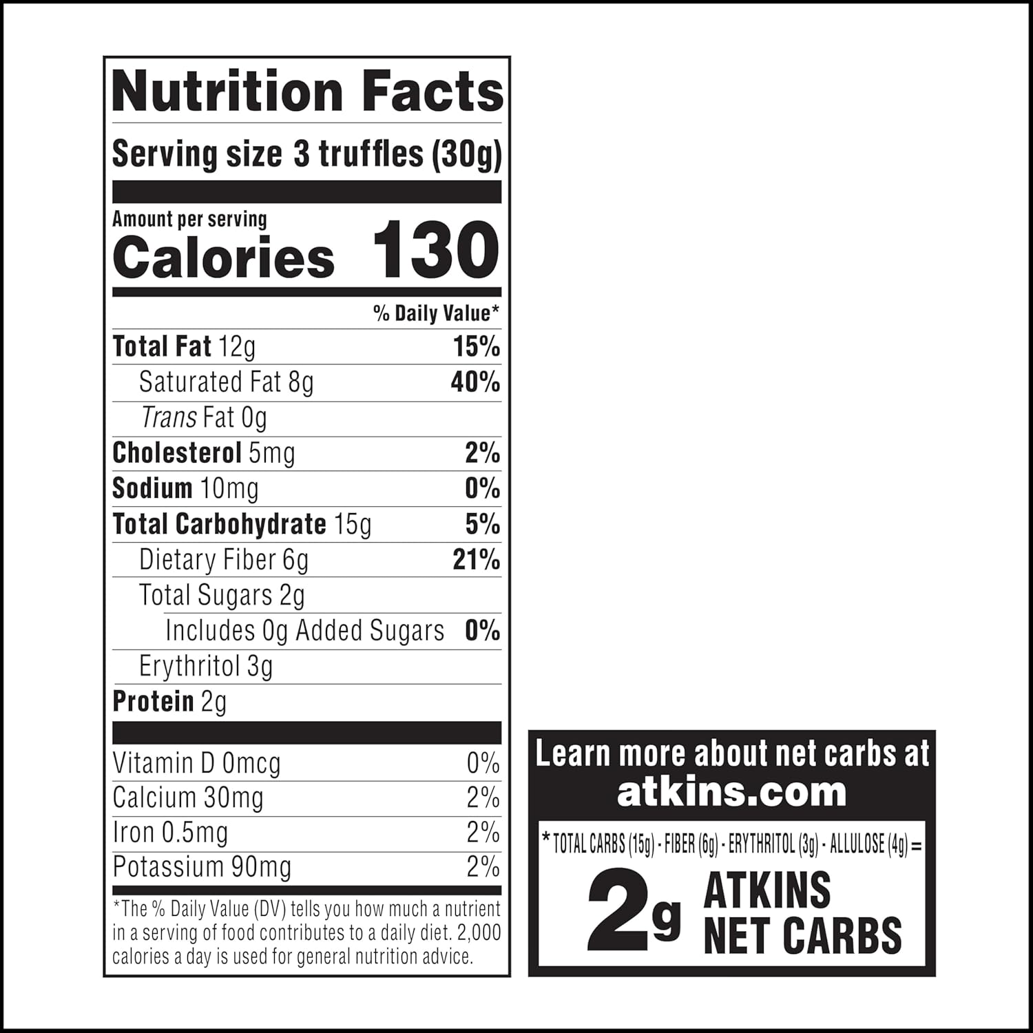 Atkins Endulge Milk Chocolate Truffles - Low Sugar, Low Carb, Keto Friendly - 6 Packs of 12 Truffles