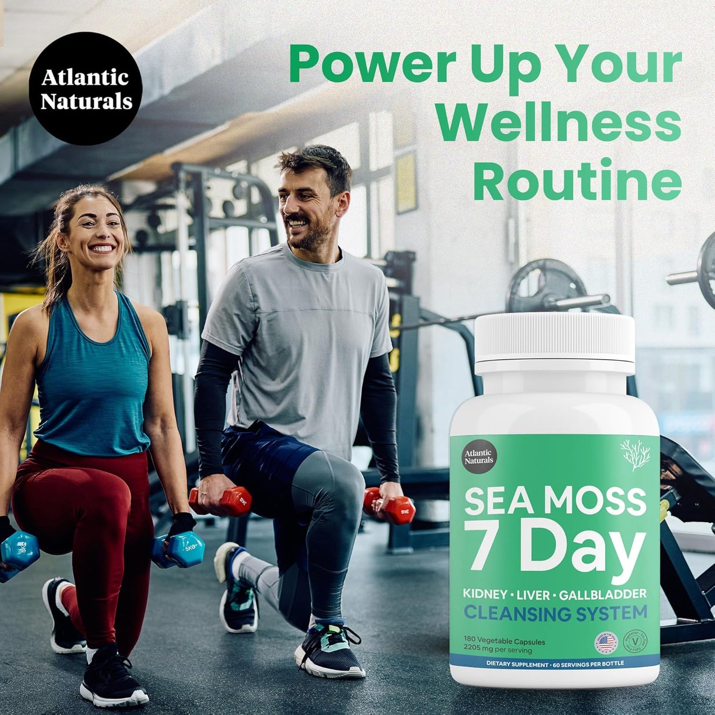 Atlantic Naturals Sea Moss Liver & Kidney Cleanse Capsules - 7 Day Detox Support with Dandelion, Milk Thistle, Burdock, Red Clover, Chanca Piedra - 180 Capsules