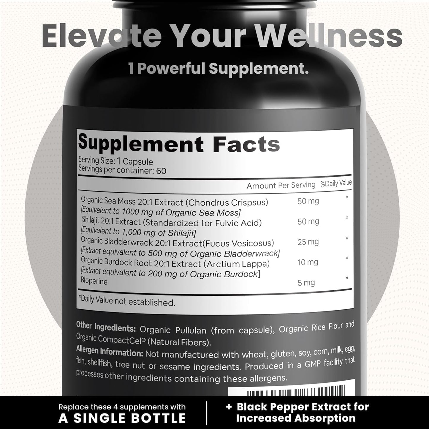 Atlantic Naturals Sea Moss Superfood Bundle - Sea Moss with Shilajit Capsules & Powder with Ashwagandha, Beet Root & Maca - Enhanced Vitality, Skin & Athletic Support 60 ct & 150g