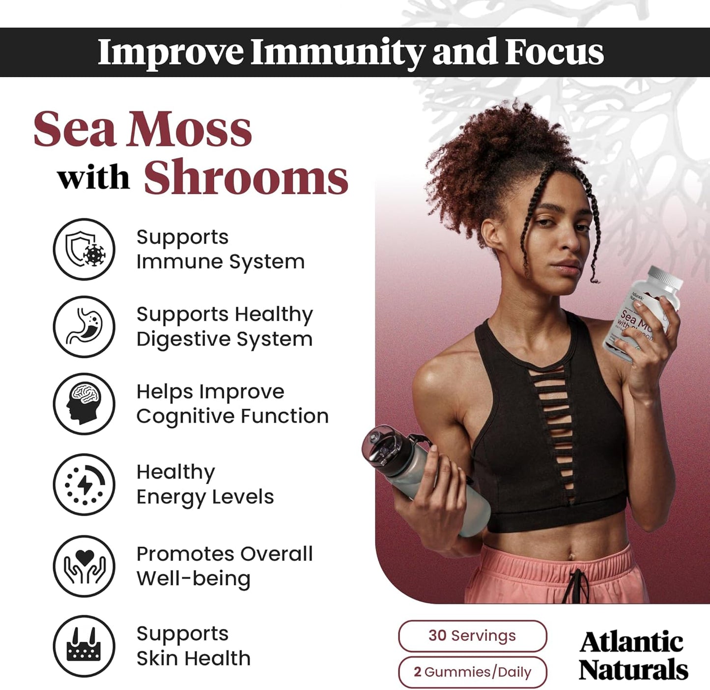 Atlantic Naturals Sea Moss Superfood Bundle with Shrooms Gummies & 7-Day Cleanse - Defense, Focus & Detox Support - BoostGo Australia