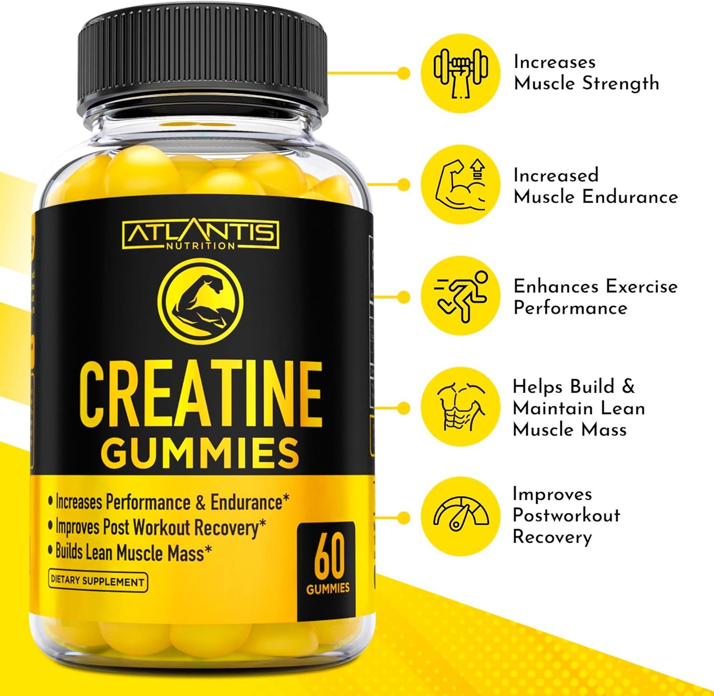 Atlantis Nutrition 2-Pack: Creatine (120 Gummies) + Keto Apple Cider Vinegar (60 Gummies)