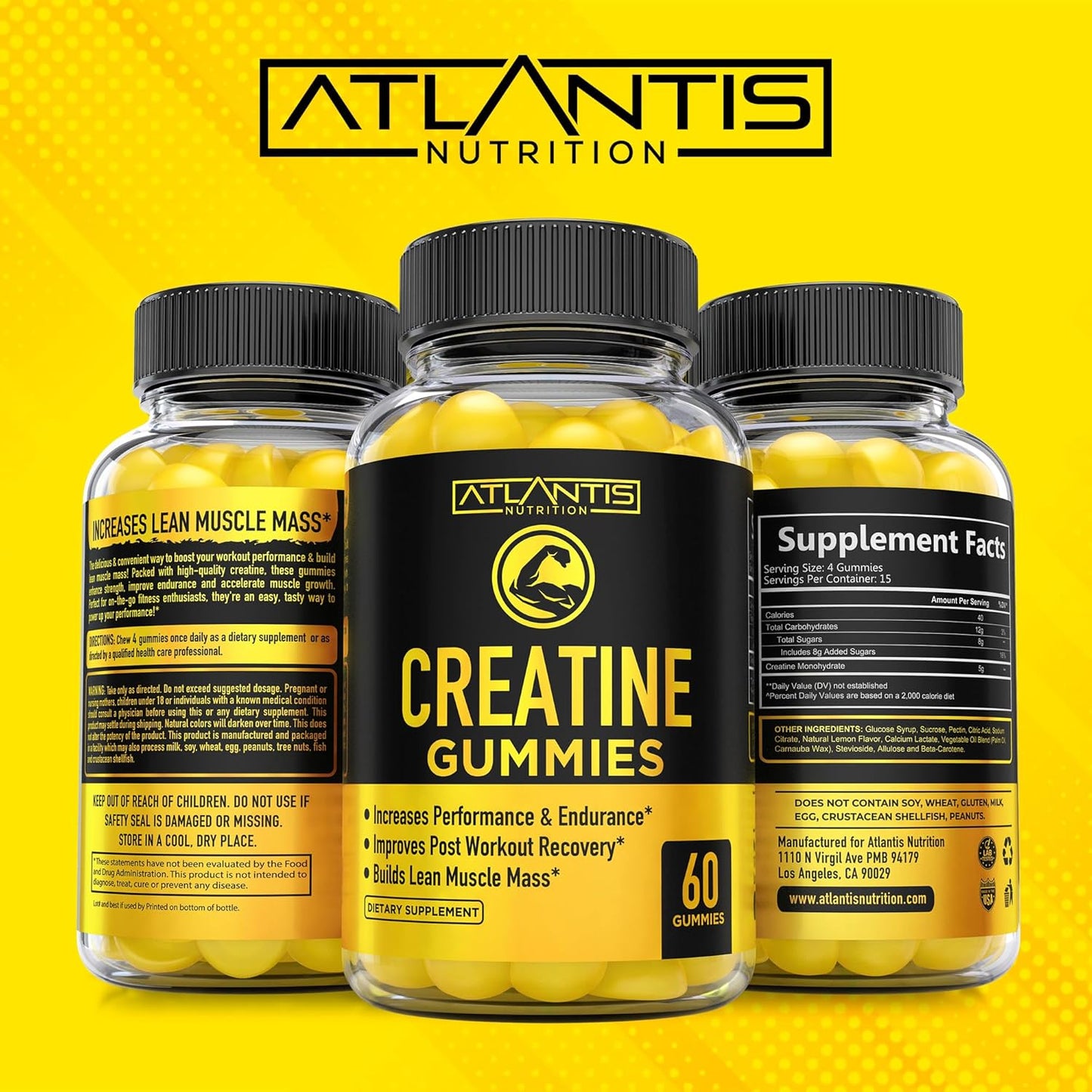 Atlantis Nutrition 2-Pack: Creatine (120 Gummies) + Keto Apple Cider Vinegar (60 Gummies)