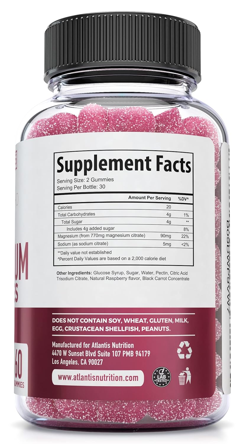 Atlantis Nutrition Supergreen & Magnesium Gummies - Immunity Support with Spinach, Broccoli, Beetroot & Acai - 60 Gummies