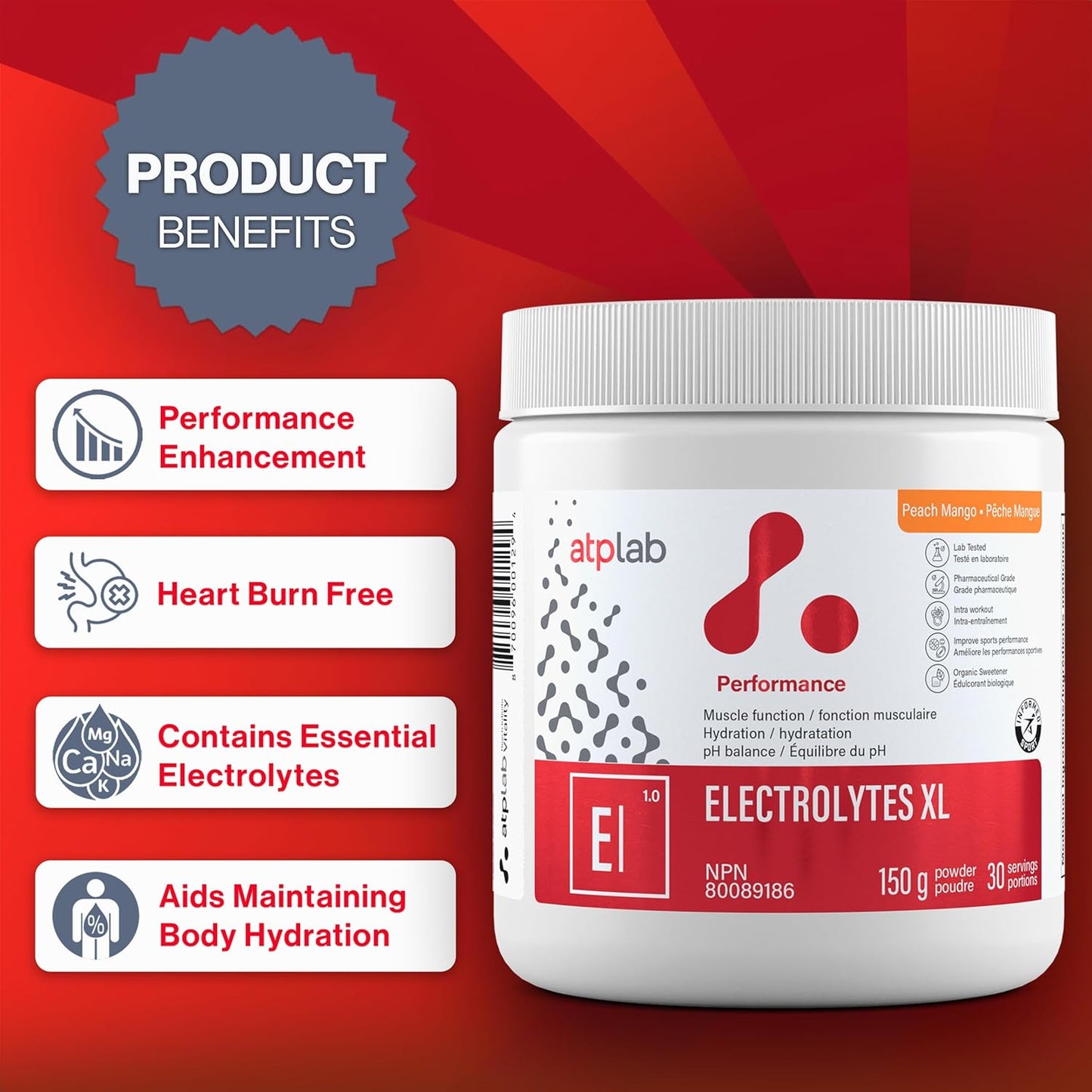 ATP LAB Electrolytes XL 150g - Enhance Performance, Support Muscle Function, Hydration, and pH Balance