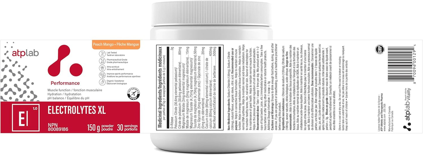 ATP LAB Electrolytes XL 150g - Enhance Performance, Support Muscle Function, Hydration, and pH Balance
