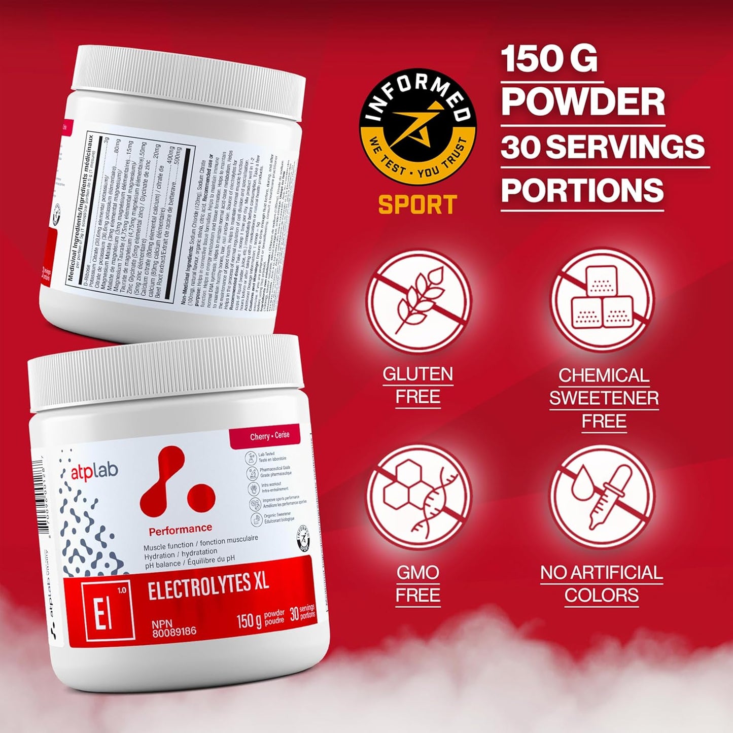 ATP LAB Electrolytes XL 150g - Performance Supplement for Muscle Function, Hydration, and pH Balance