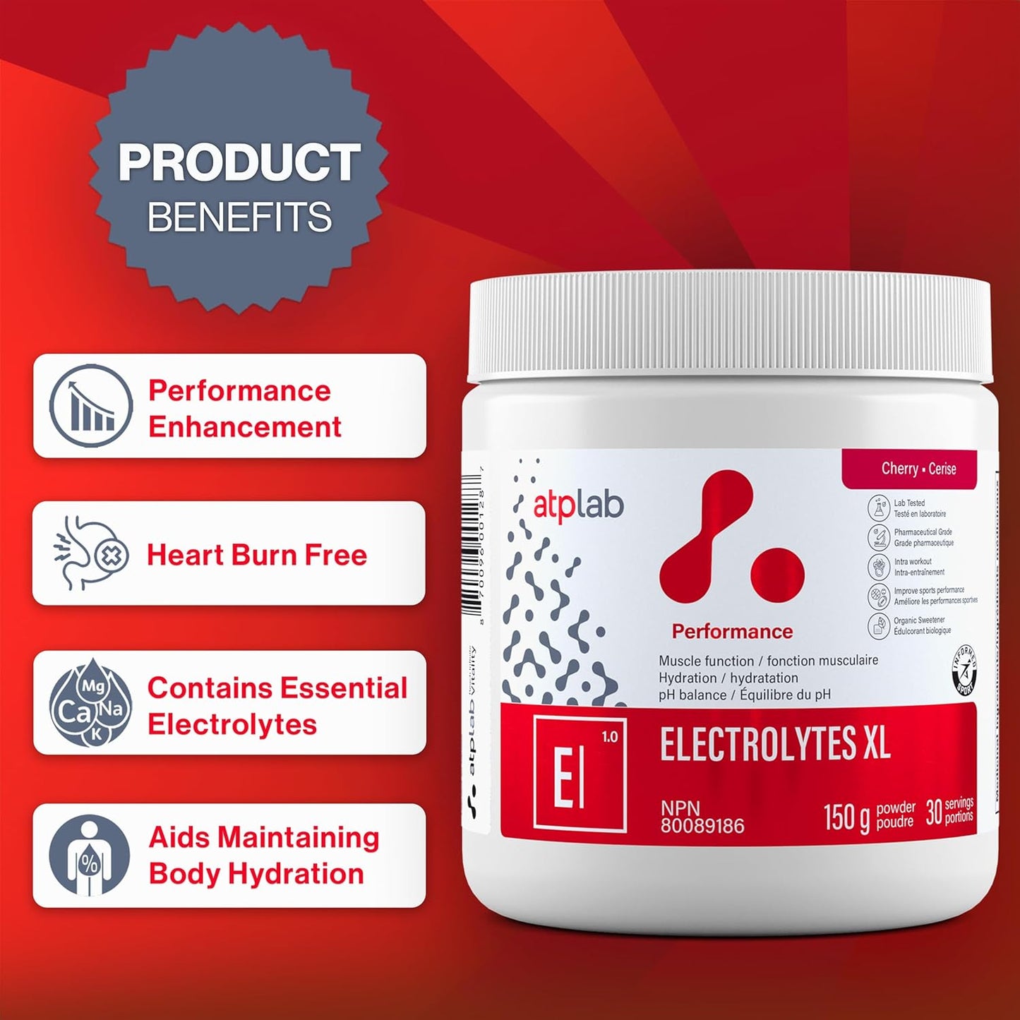 ATP LAB Electrolytes XL 150g - Performance Supplement for Muscle Function, Hydration, and pH Balance