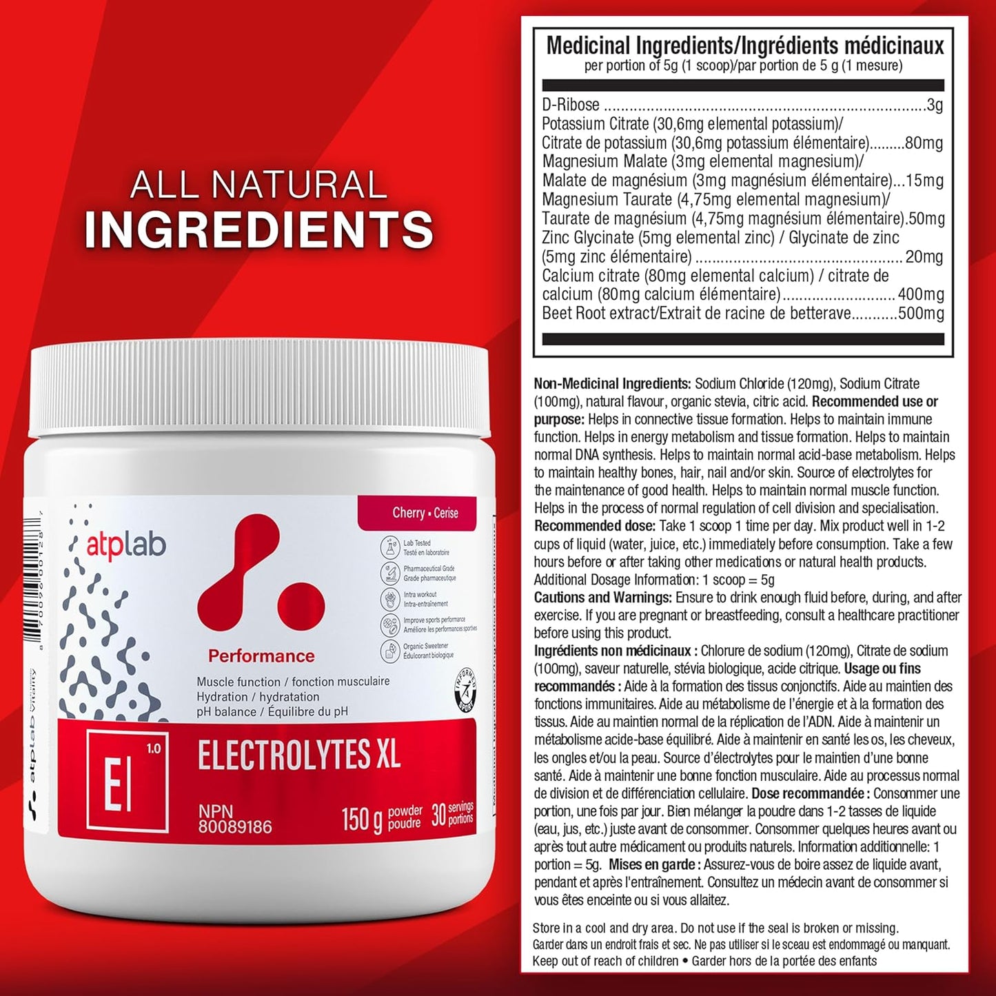 ATP LAB Electrolytes XL 150g - Performance Supplement for Muscle Function, Hydration, and pH Balance