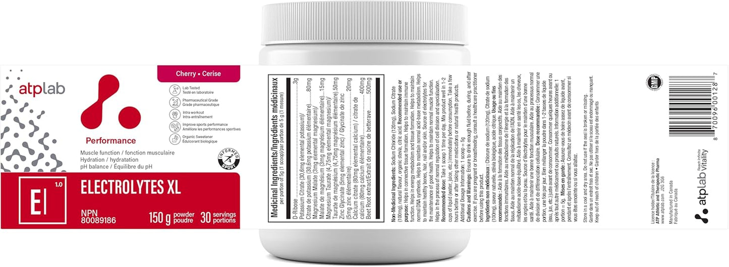 ATP LAB Electrolytes XL 150g - Performance Supplement for Muscle Function, Hydration, and pH Balance