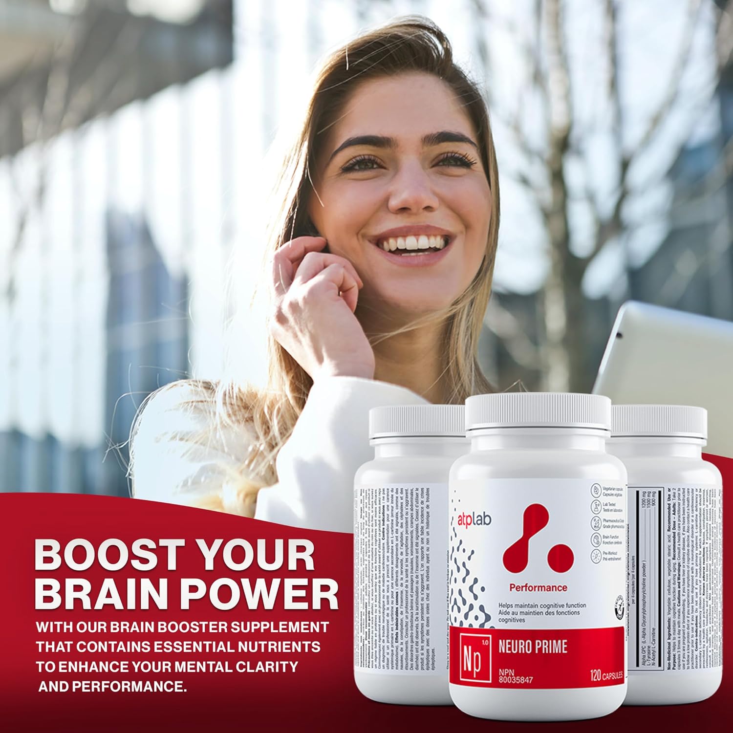 ATP LAB Neuro Prime Capsules - Brain & Memory Support - Cognitive & Focus Supplement for Mental Health & Fatigue - 120 Count