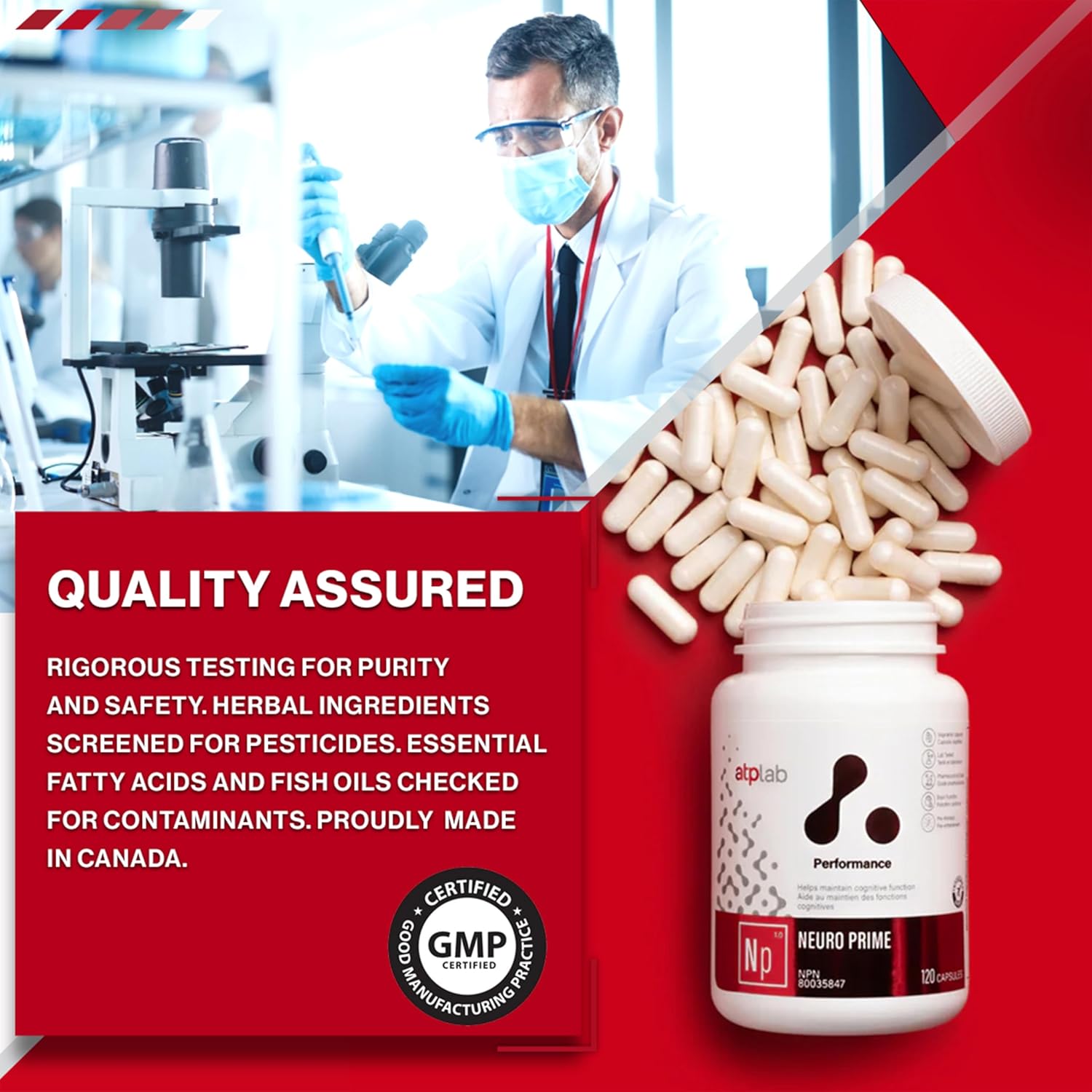 ATP LAB Neuro Prime Capsules - Brain & Memory Support - Cognitive & Focus Supplement for Mental Health & Fatigue - 120 Count