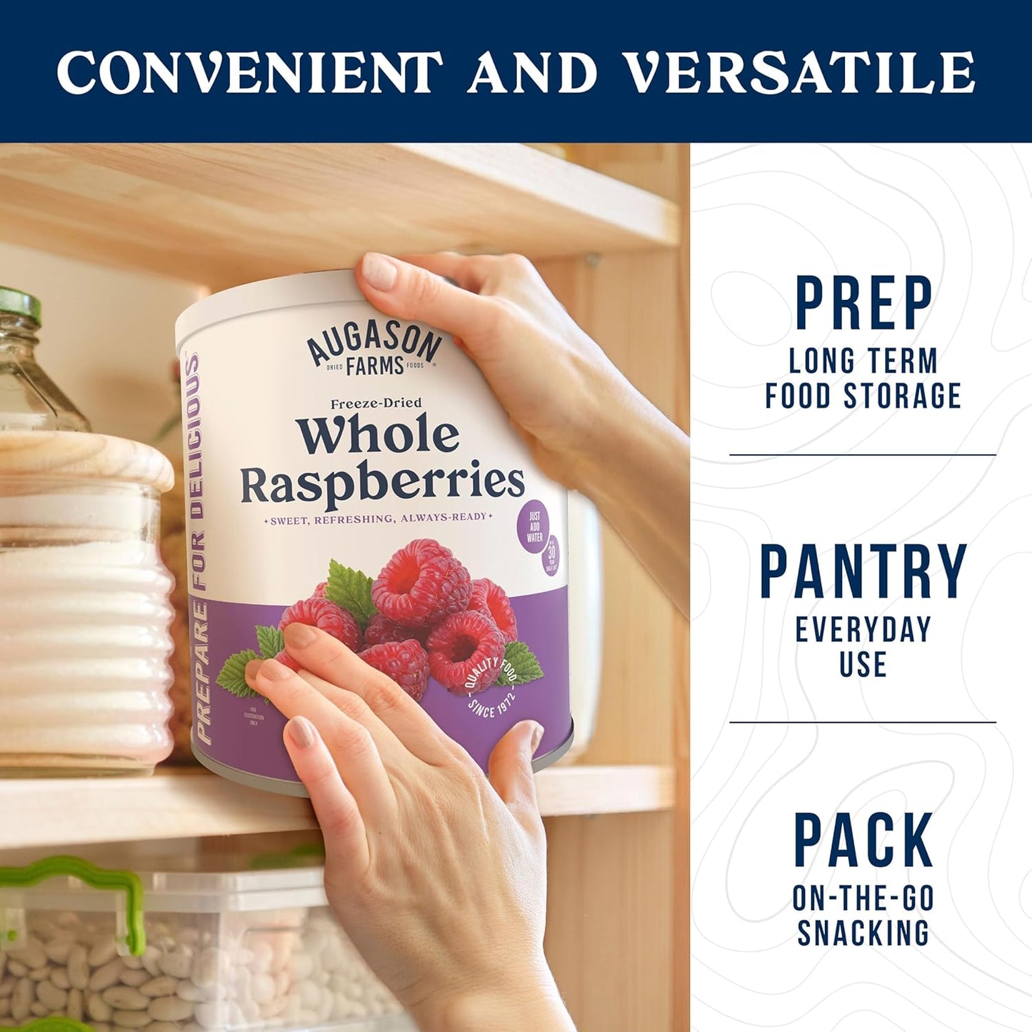 Augason Farms Freeze Dried Whole Raspberries Can - Emergency Food Supply, 23 Servings
