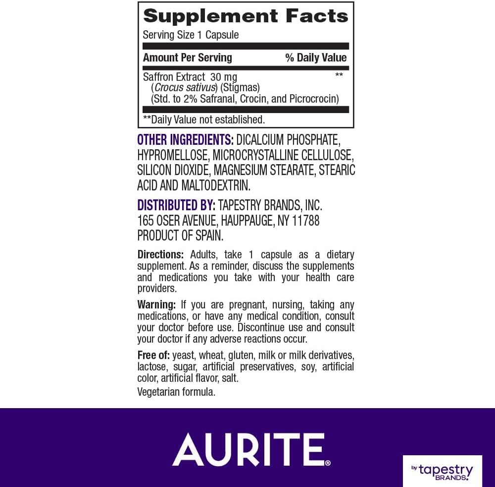 Aurite Stress Management Bundle: Ashwagandha & Saffron Supplements for Mood Support & Memory. Vegetarian, Non-GMO, Gluten & Soy-Free.