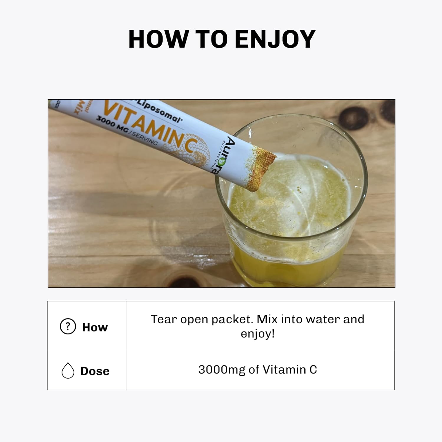 Aurora Nutrascience Nano-Liposomal Vitamin C Drink Mix - 3,000mg Immune Support - 30 Packets