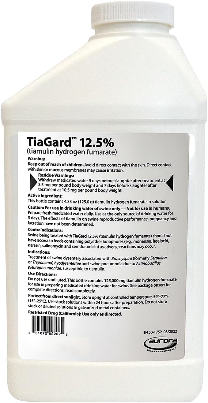 Aurora TiaGard Liquid Concentrate 12.5% - Generic Denagard Alternative - 1L Size