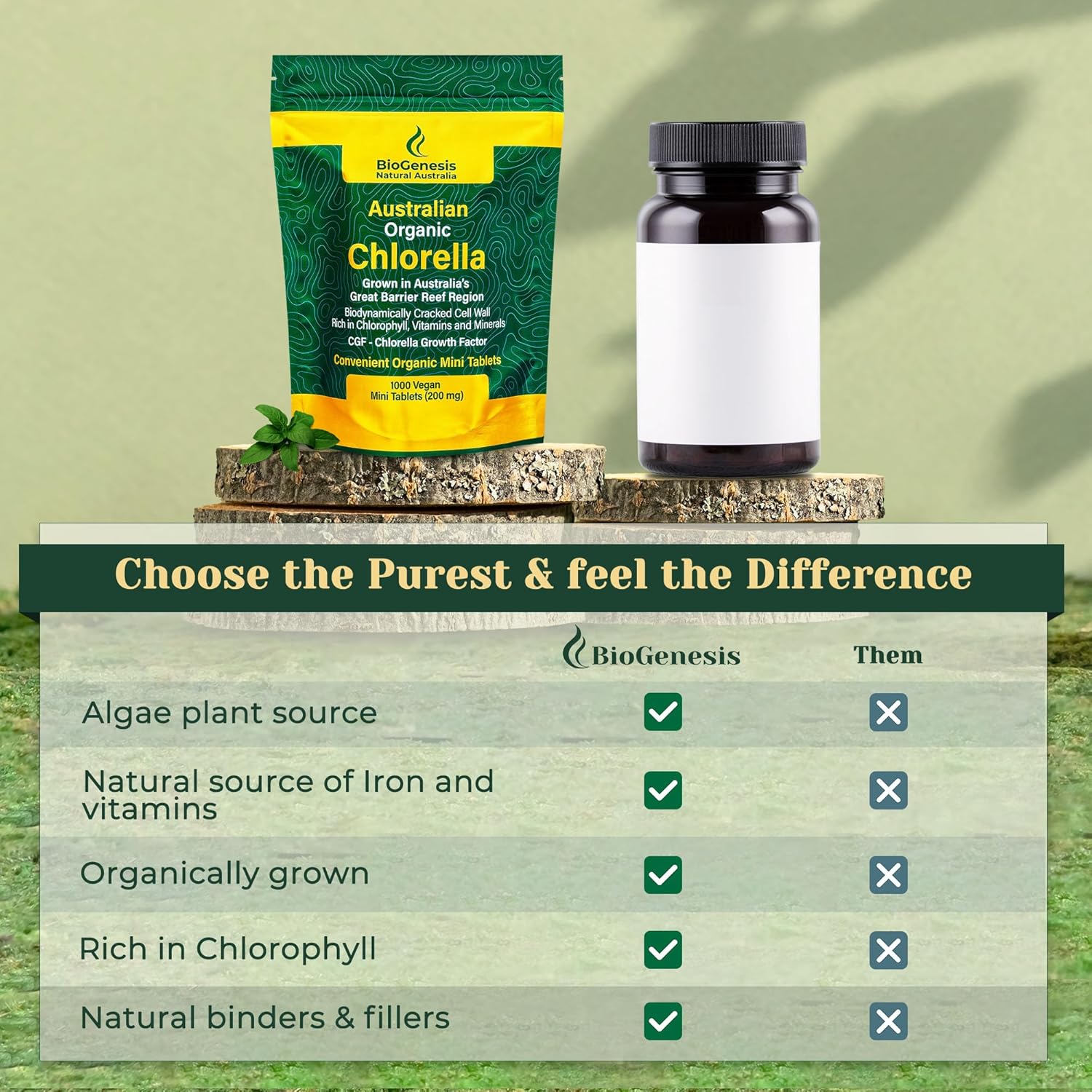 Australian Biogenesis Organic Chlorella Tablets with Advanced BioDynamic Cracked Cell Wall - Rich in Chlorophyll, Vitamins, Minerals, and CGF - Vegan Tablets (1000 Count)