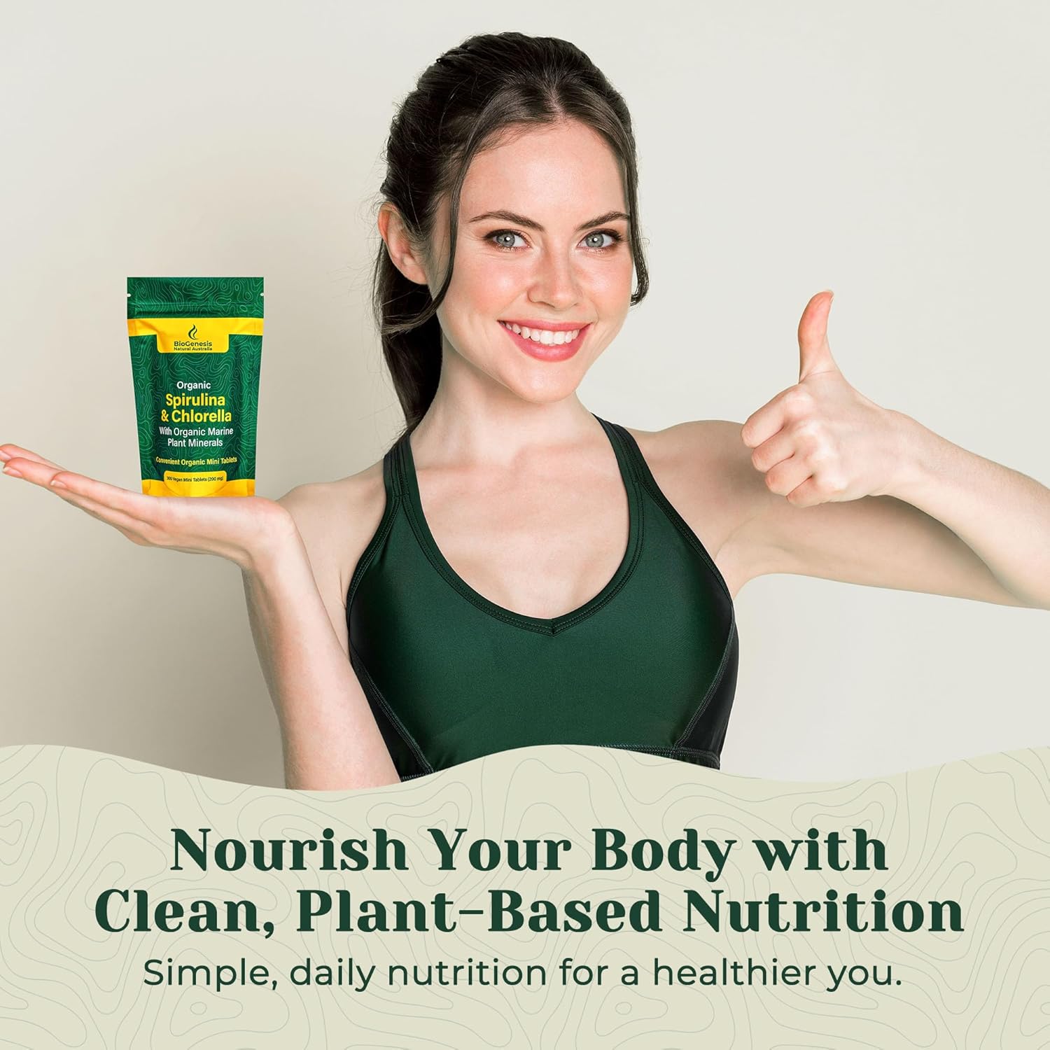 Australian Biogenesis Organic Spirulina & Chlorella Tablets with Marine Plant Minerals - BioDynamic, Chlorophyll-Rich, Vegan (300 Tablets)
