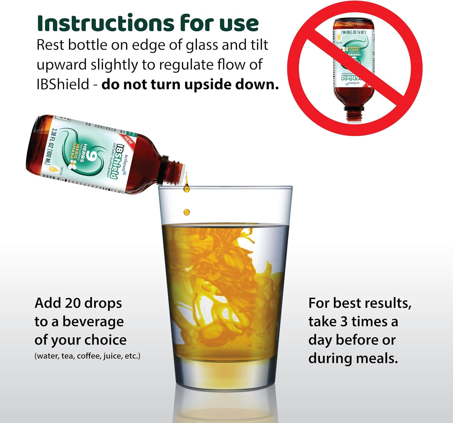 AUTHENTA IBShield Tincture 100ml | 9-Herb Formula for Gastrointestinal Health | Iberis Amara, Peppermint, Chamomile, Lemon Balm, Caraway, Licorice, Angelica, Celandine, Mary’s Thistle