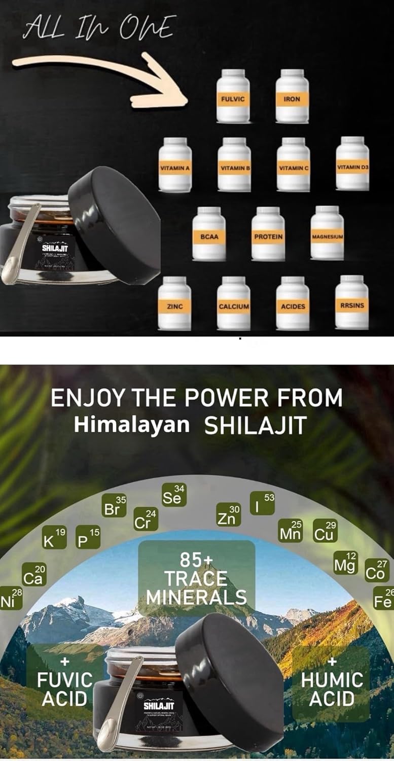 Authentic Himalayan Gold Grade Shilajit Resin - 85+ Trace Minerals - Immune Support - 50g Bottle - Home Studio Collection