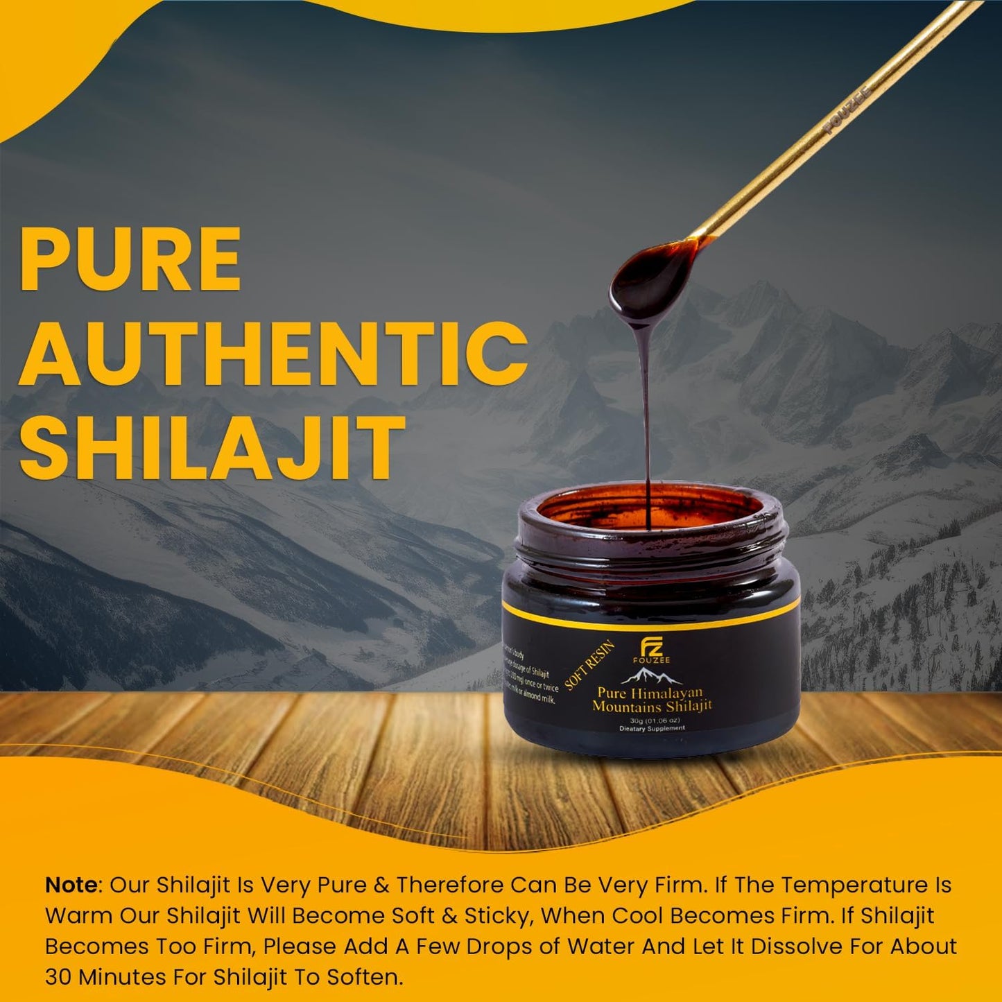 Authentic Pure Himalayan Shilajit Resin Supplement - Natural Trace Minerals for Energy Boost & Immunity - Amber Glass Bottle - 10g