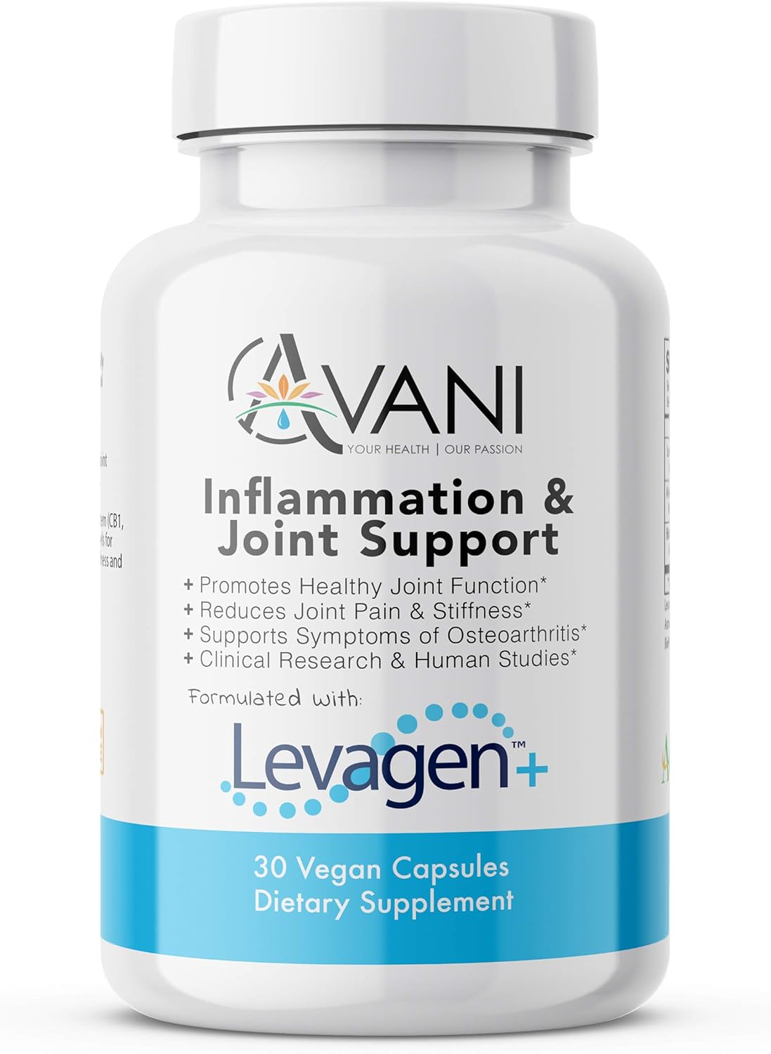 Avani Health Levagen Inflammation Supplement - Joint Support for Pain Relief - Enhanced Absorption with Bioperine and AstraGin - Gluten Free - 30 Vegan Capsules