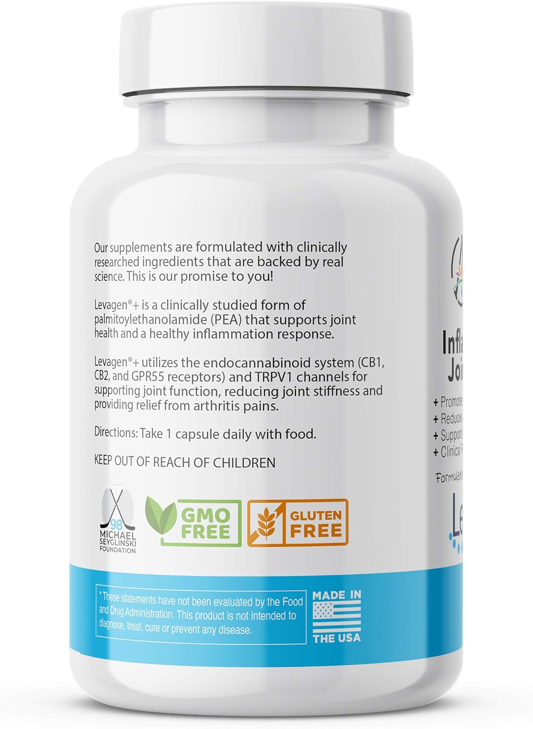 Avani Health Levagen Inflammation Supplement - Joint Support for Pain Relief - Enhanced Absorption with Bioperine and AstraGin - Gluten Free - 30 Vegan Capsules
