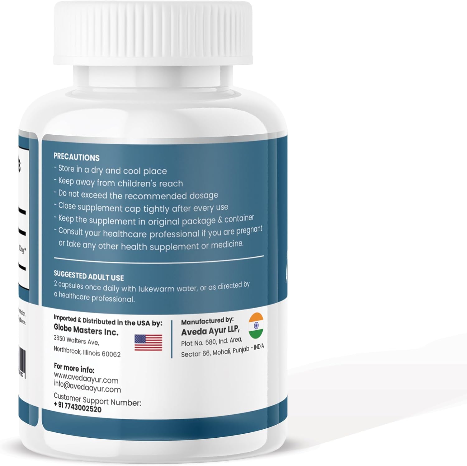 Aveda Ashwagandha Capsules - 500mg, 60 Count - Natural Herbal Supplement for Adults - 1-Month Supply