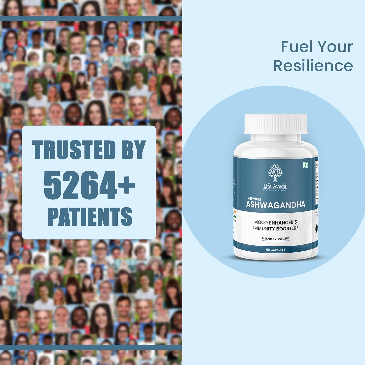 Aveda Ashwagandha Capsules - 500mg, 60 Count - Natural Herbal Supplement for Adults - 1-Month Supply