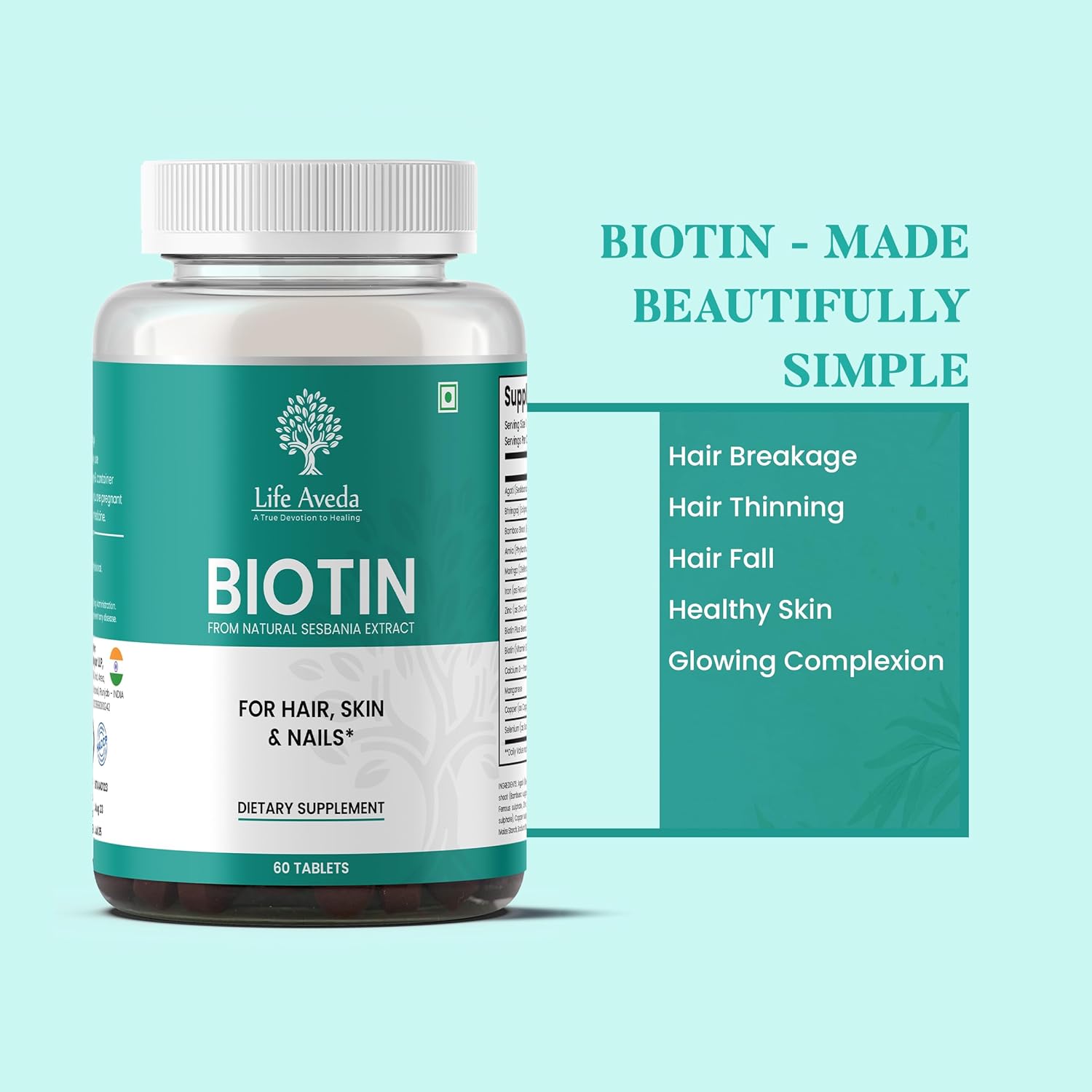 Aveda Biotin Supplement for Hair, Skin, Nails & Energy - 60 Tablets