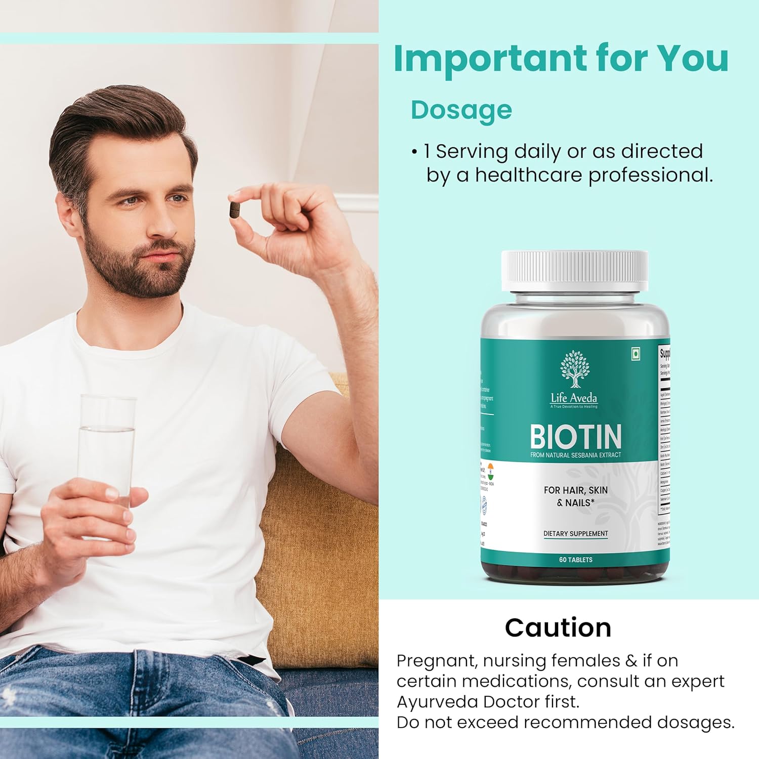 Aveda Biotin Supplement for Hair, Skin, Nails & Energy - 60 Tablets