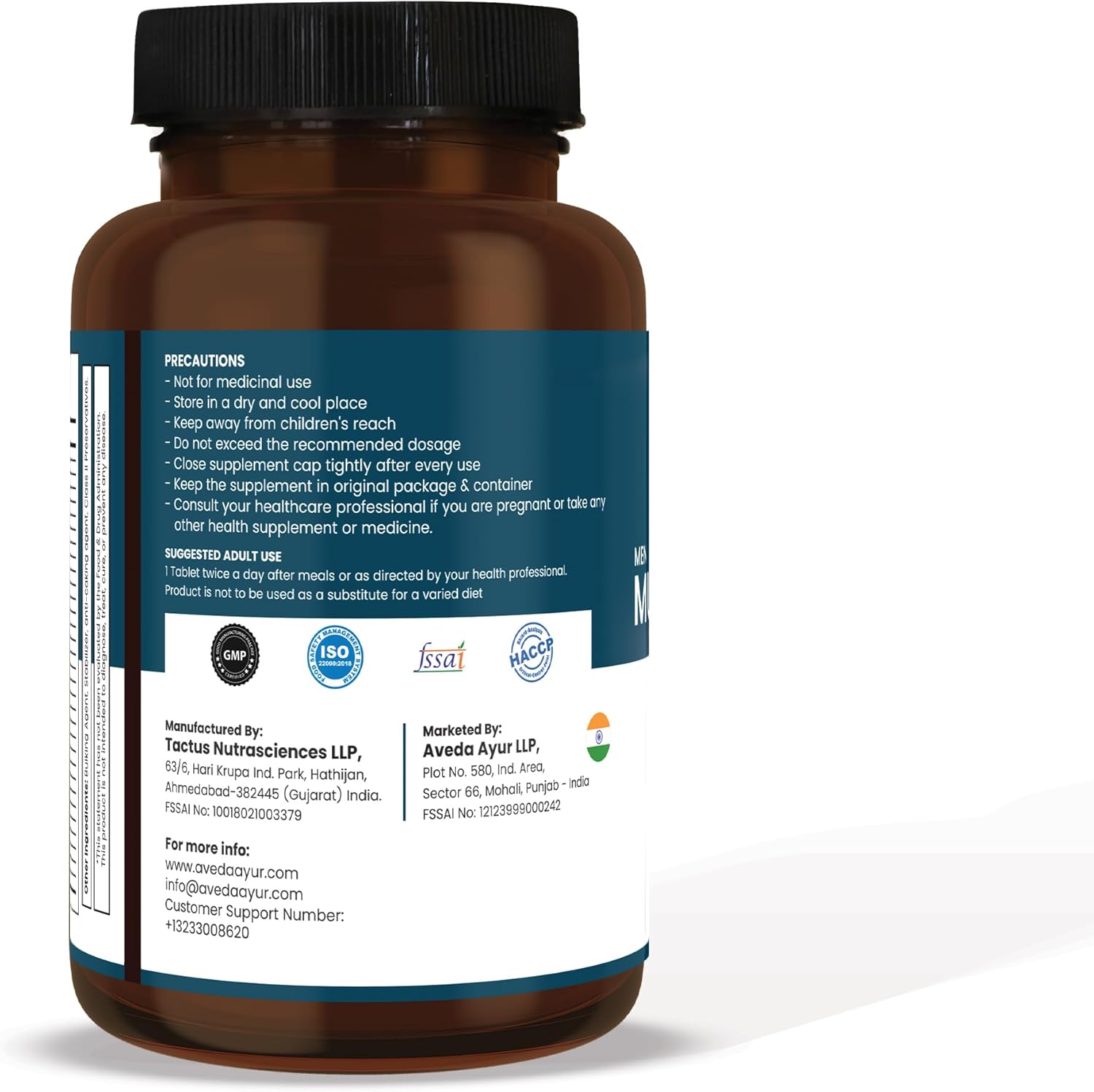 Aveda Men's Daily Multivitamin Supplement - 60 Capsules with Vitamin A, B12, C, D, Calcium - Health Support for Men