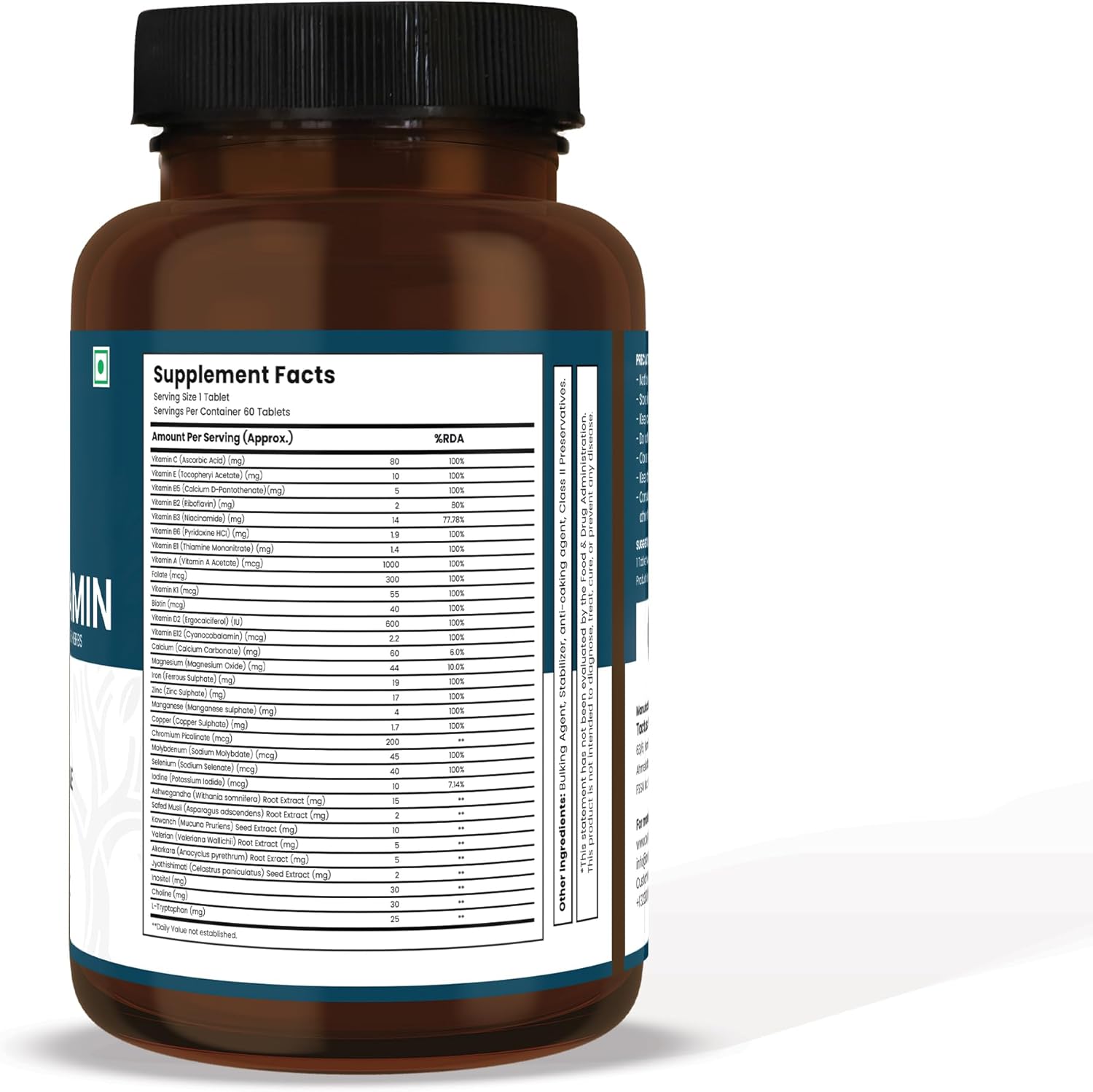 Aveda Men's Daily Multivitamin Supplement - 60 Capsules with Vitamin A, B12, C, D, Calcium - Health Support for Men