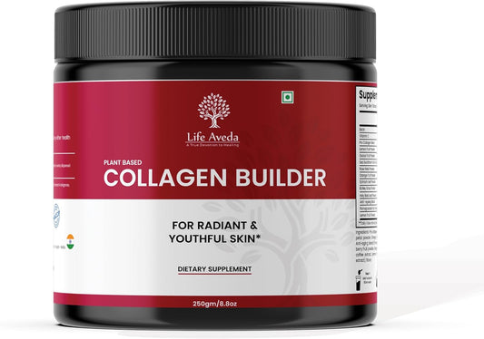 Aveda Plant Based Collagen Builder Powder - Orange Flavor with Biotin and Vitamin C for Skin Radiance and Youthful Glow - 250g