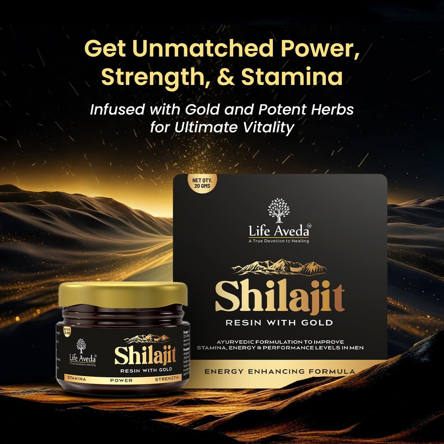 Aveda Shilajit Resin with Gold Boosts Stamina - 20 GM - Himalayan Shilajit Fulvic & Humic Acid