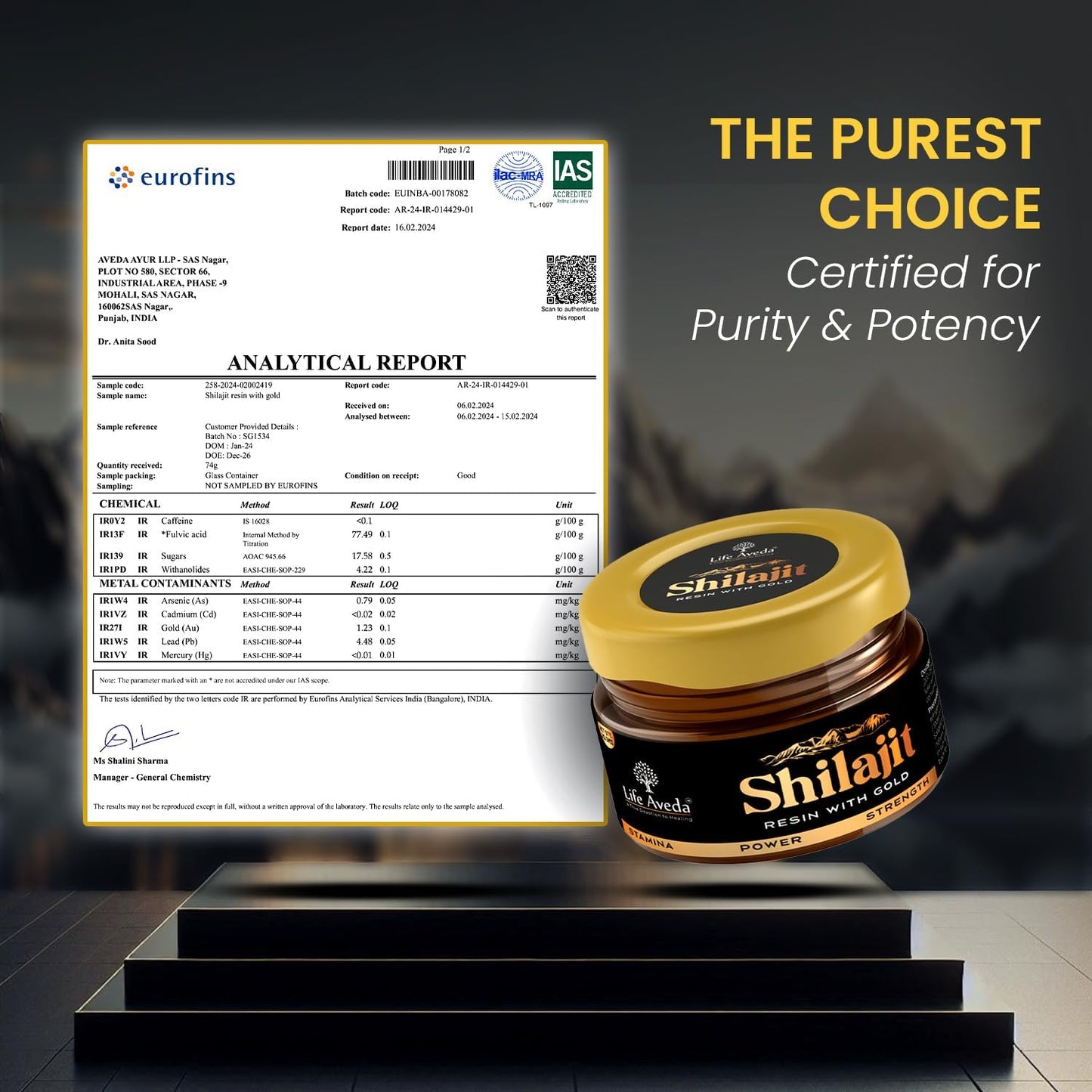 Aveda Shilajit Resin with Gold Boosts Stamina - 20 GM - Himalayan Shilajit Fulvic & Humic Acid