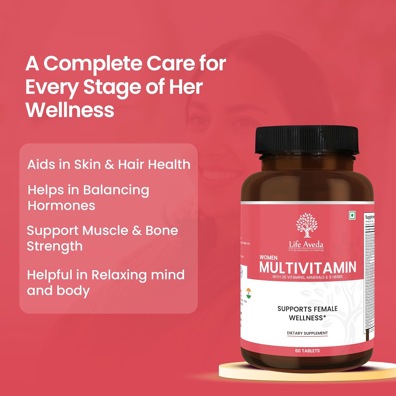 Aveda Women's Daily Multivitamin with Essential Vitamins and Minerals - 60 Capsules