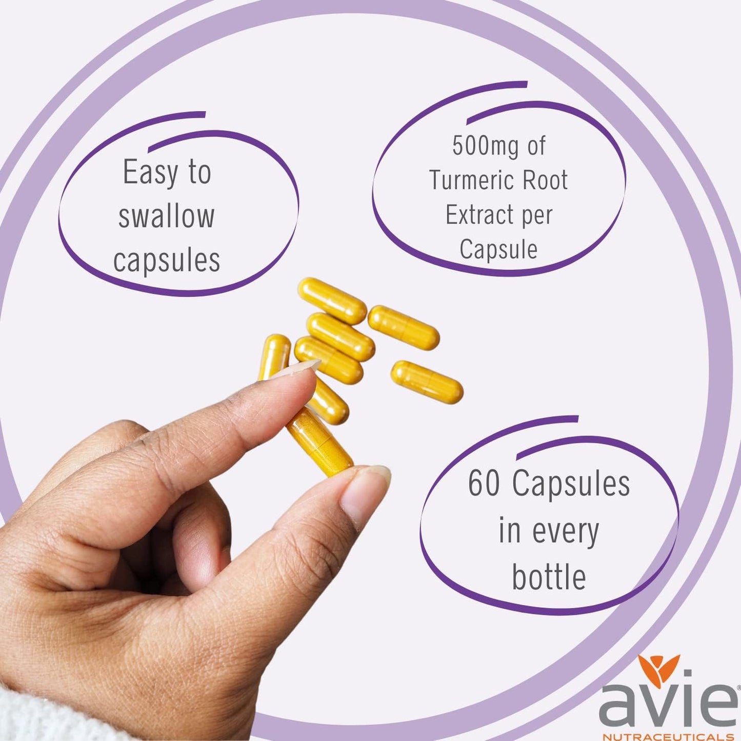 Avie NUTRACEUTICALS Curcumin Supplement for Gastrointestinal Balance - 60 Capsules with Licorice Root & Magnesium | Heartburn, Acid Reflux, Indigestion Relief - Gluten Free & GMP-Certified