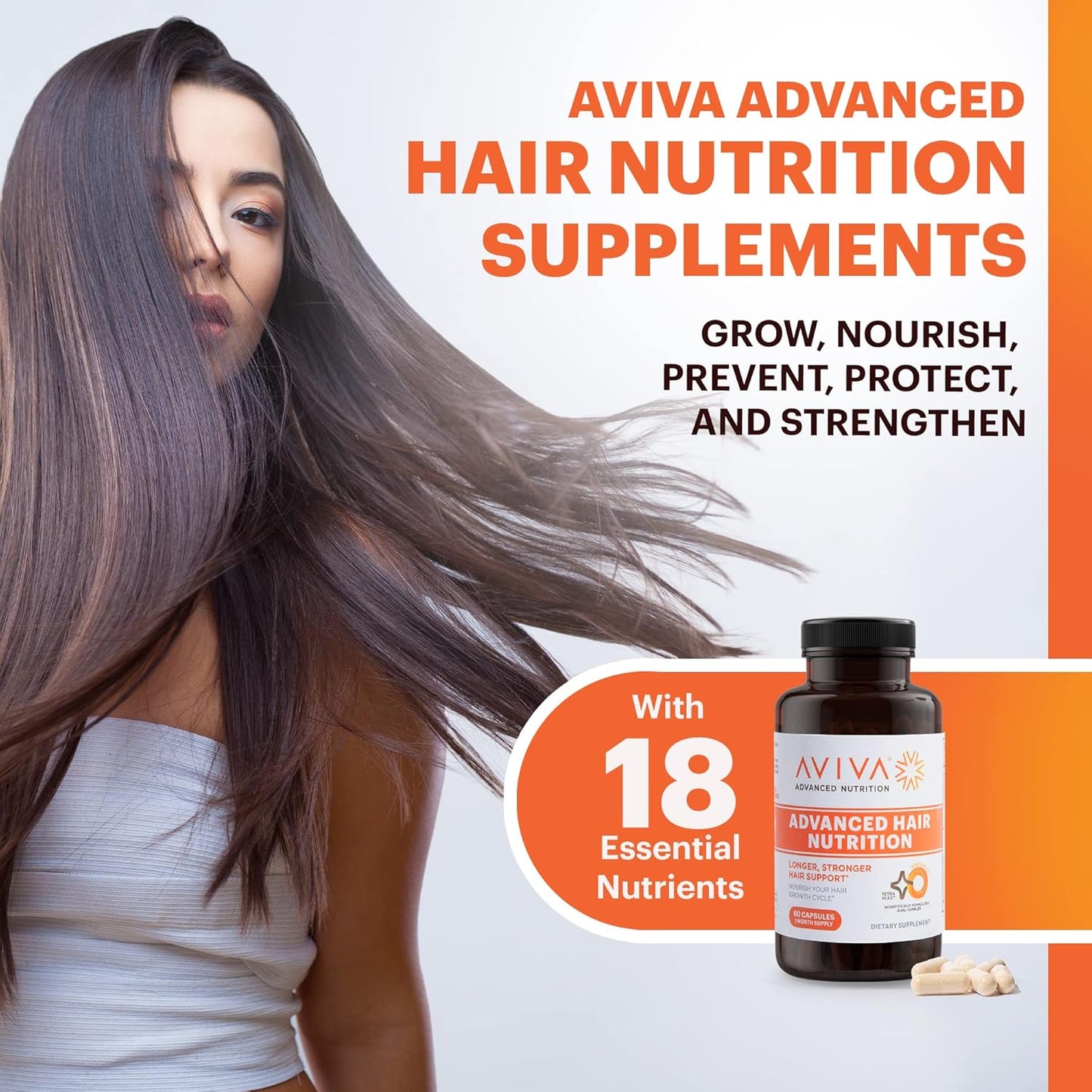 AVIVA Hair Growth Vitamins - Advanced Nutrition Supplement for Voluminous Tresses with Biotin, Essential Oils, and Nutrients - 180 Capsules