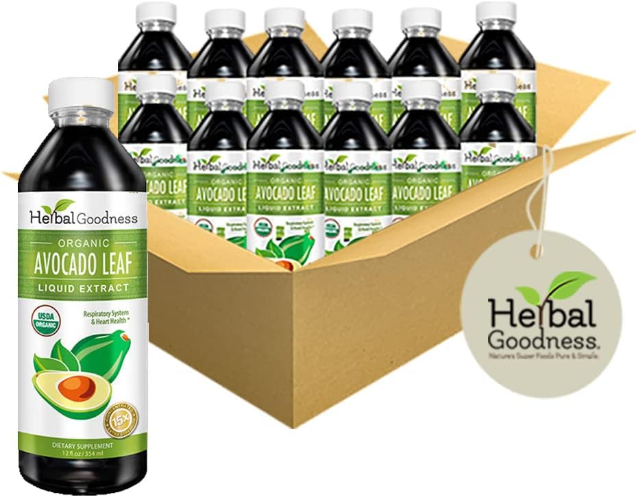 Avocado Leaf Extract Liquid Supplement for Gut Health, Bone Health, and Immune Support - Probiotic Protein Fiber - 12oz Bottles - Pack of 12