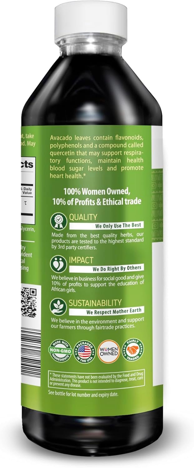Avocado Leaf Extract Liquid Supplement for Gut Health, Bone Health, and Immune Support - Probiotic Protein Fiber - 12oz Bottles - Pack of 12