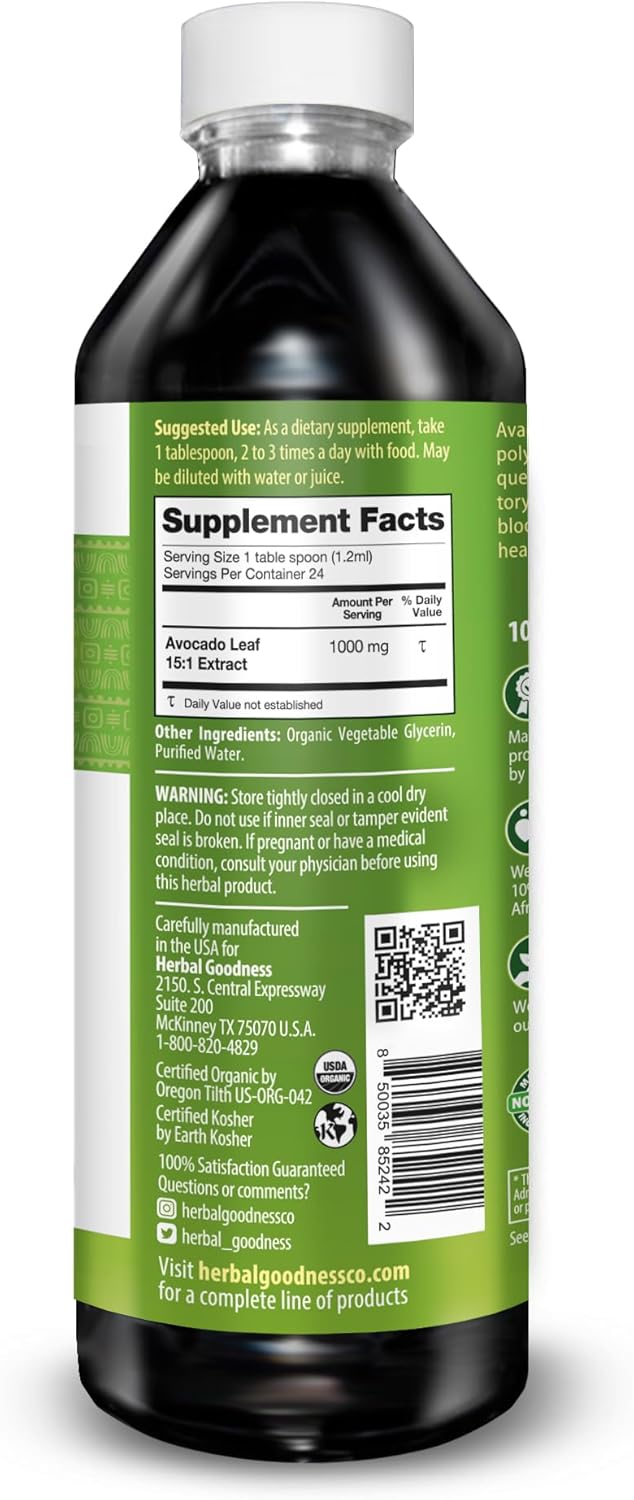 Avocado Leaf Extract Liquid Supplement for Gut Health, Bone Health, and Immune Support - Probiotic Protein Fiber - 12oz Bottles - Pack of 12