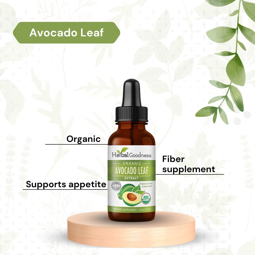 Avocado Leaf Extract Supplement for Skin Care and Collagen Boost - 1oz Bottle - Herbal Goodness